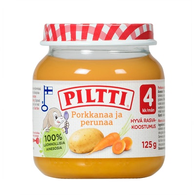 Piltti 125g Morot och potatis barnmåltid 4 månader 12KPL SPARPAKET