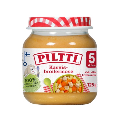 Piltti 125g Grönsaks- och kycklingsås barnmåltid 5 mån 12ST SPARPAKET