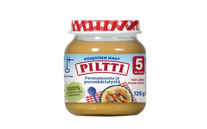 Piltti Pohjoisen maut 125g Mashed potatoes and sauteed reindeer children's meal 5 months 12 pcs  MULTIPACK