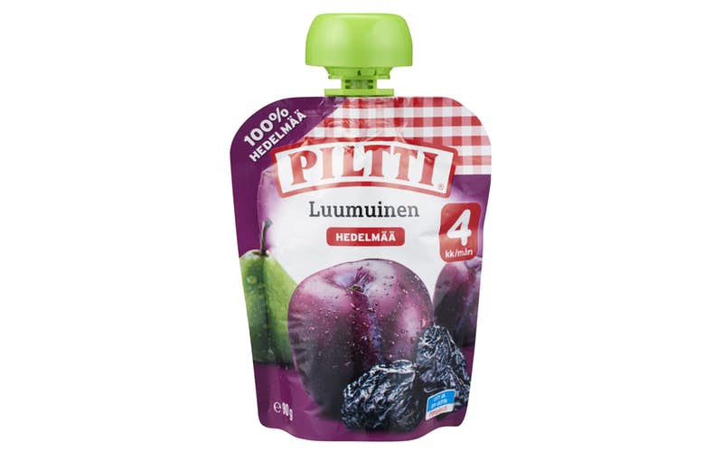 Piltti 90g Plommonfruktpuré 4 månaders portionspåse 8 st MULTIPACK