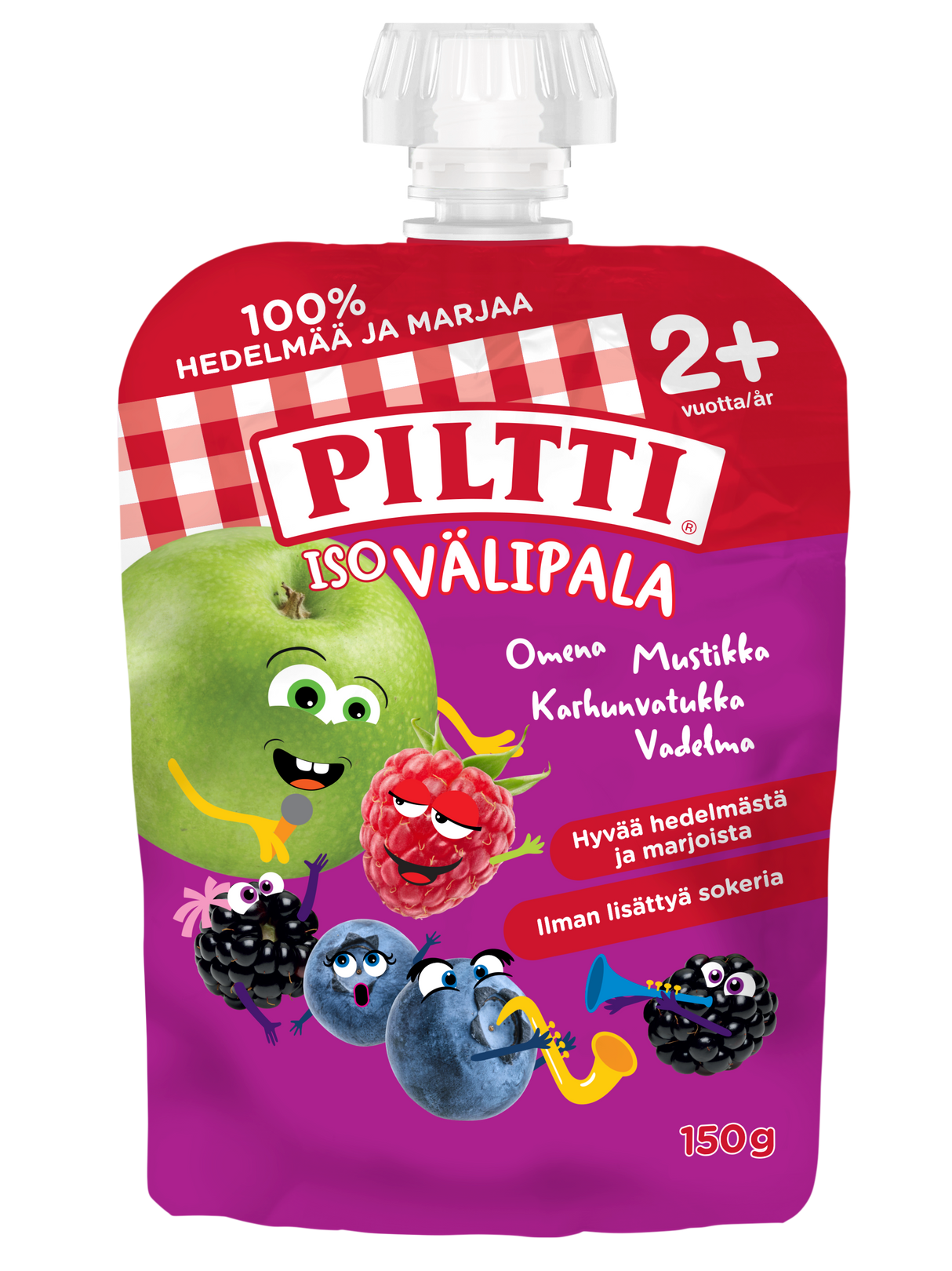 Piltti Iso Zwischenmahlzeit 150g 2+ Jahre Apfel Heidelbeere Brombeere Himbeere 6 Stück MEHRPACKUNG