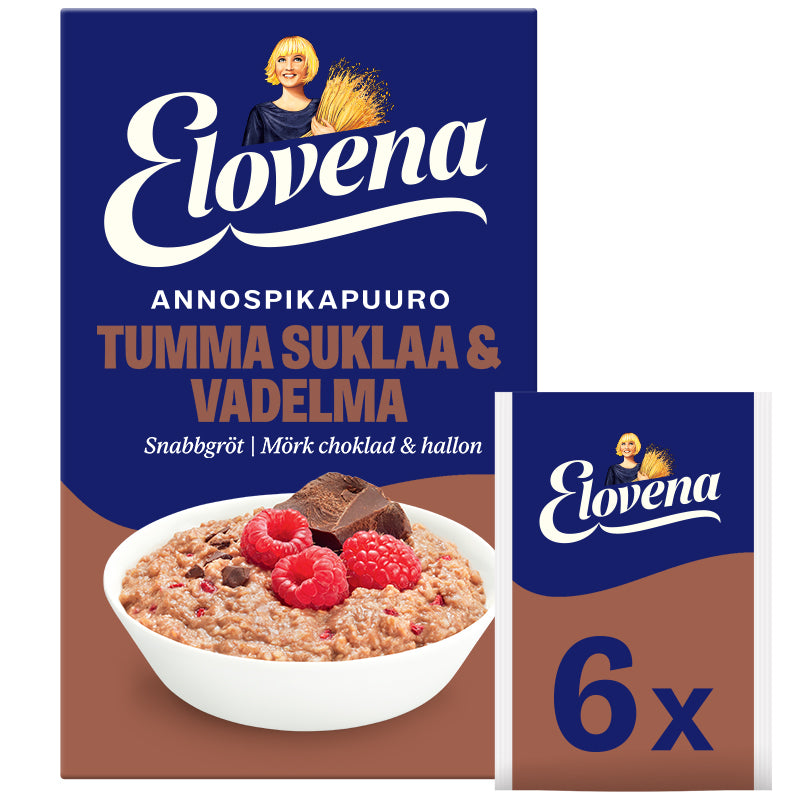 Elovena 210g mörk choklad-hallon portionshavregryn