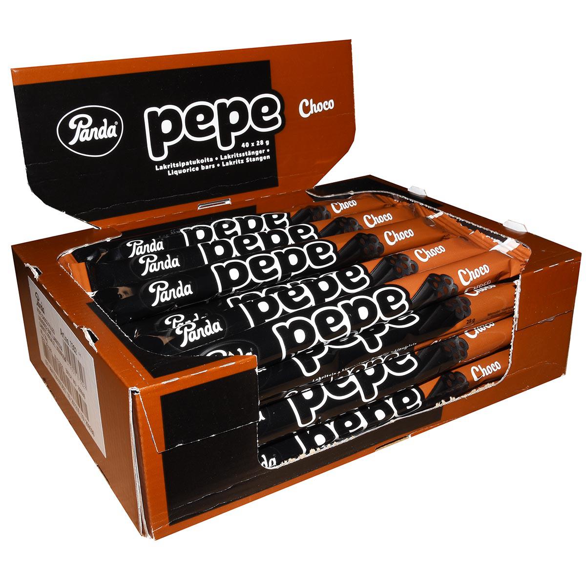 Panda Pepe Choco chokladfylld lakritsstång 28g (Låda) 40st