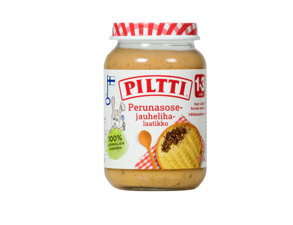 Piltti 190g Potatismos köttfärslåda barnmåltid 1-3 år 12KPL SPARPAKET