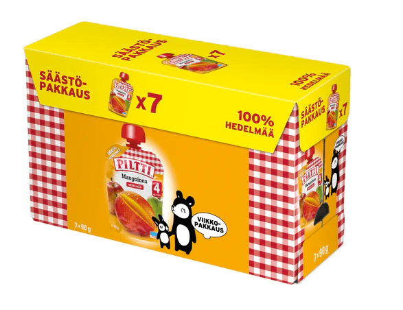 Piltti 7x90g Mango fruktpuré 4 månaders portionspåse SPARPAKET