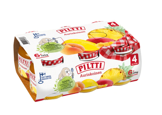 Piltti 6x125g Aurinkoinen hedelmäsose 4kk